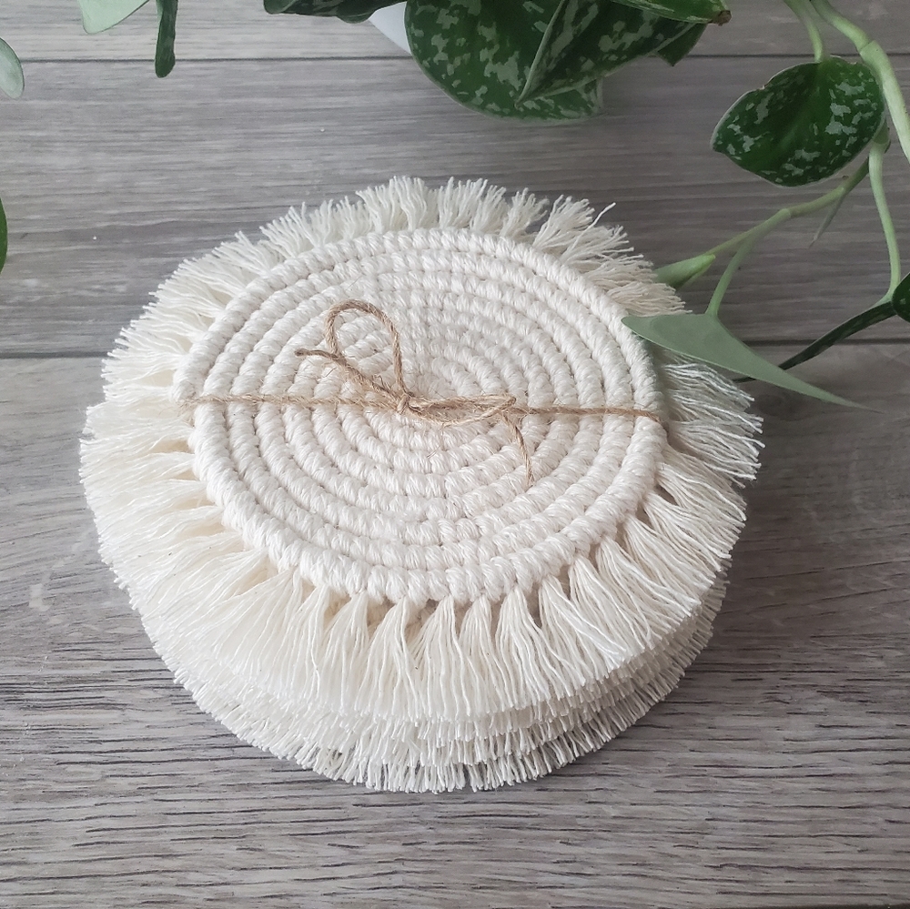 Macrame Coasters Round set of 4